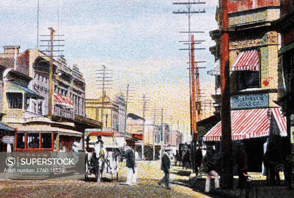 c.1910 Postcard, Hawaii, Oahu, Honolulu business district