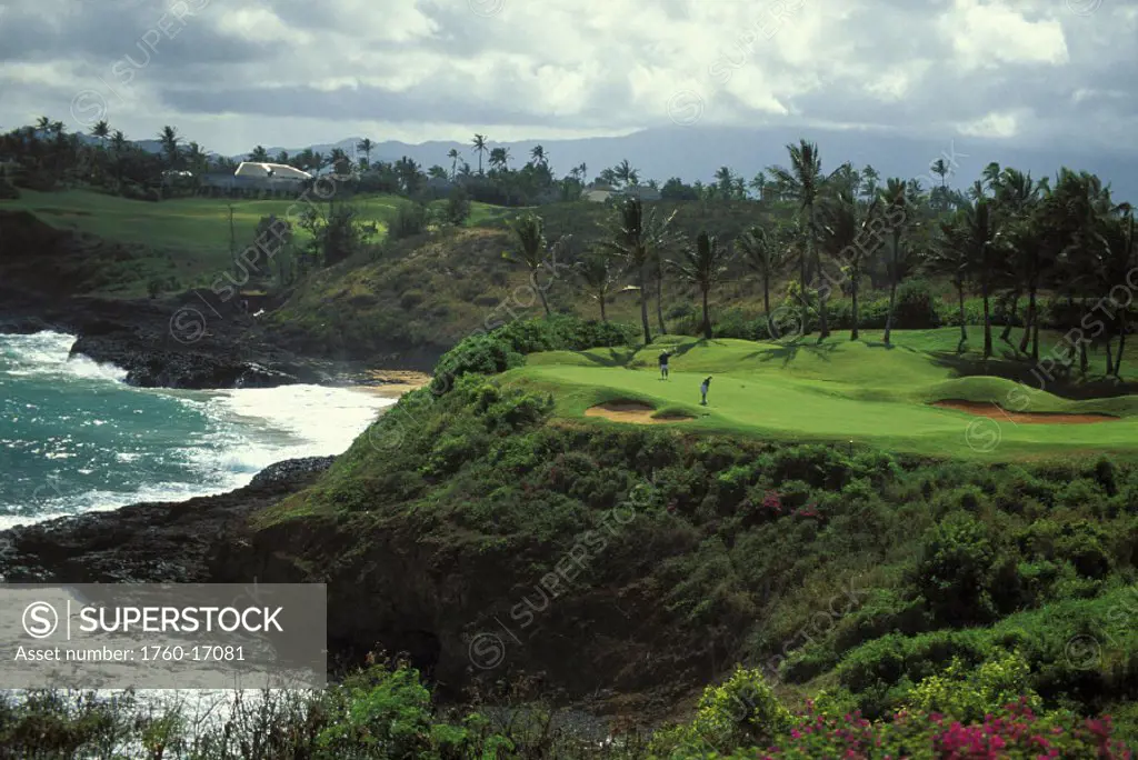 Hawaii, Kauai, Lihue, Kauai Lagoons Resort, Kiele Golf Course, view of coastline