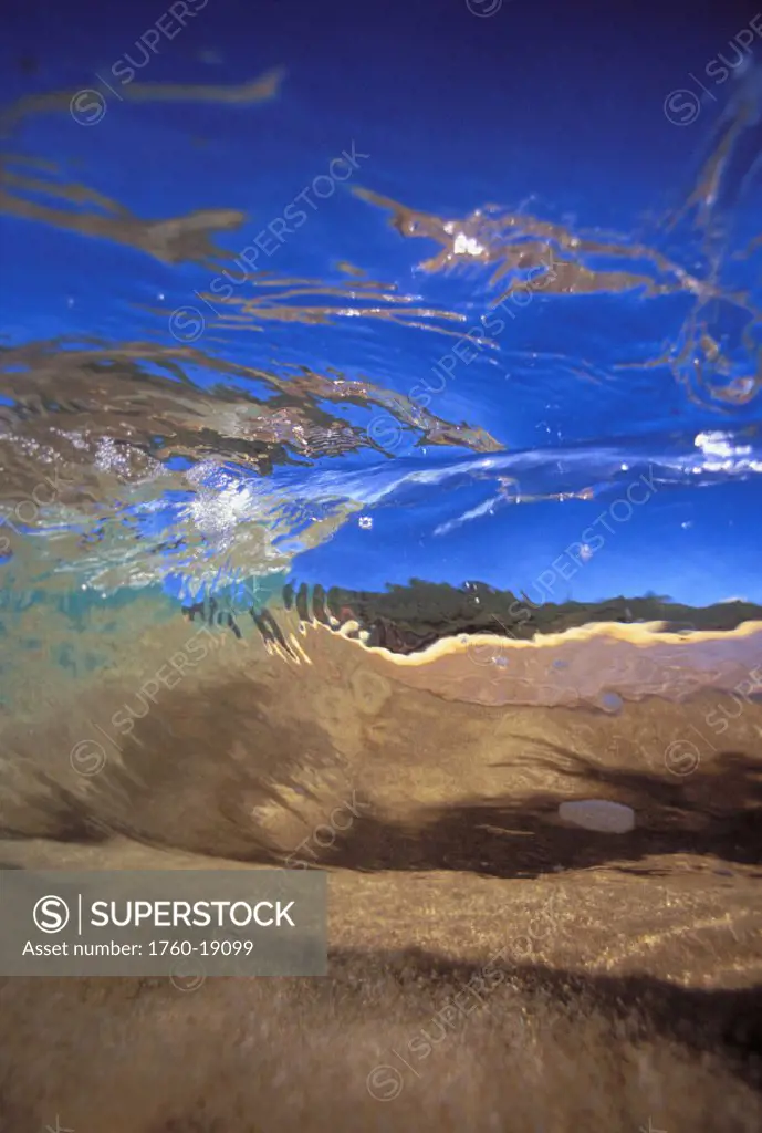 Hawaii, Abstract underwater view of breaking wave,