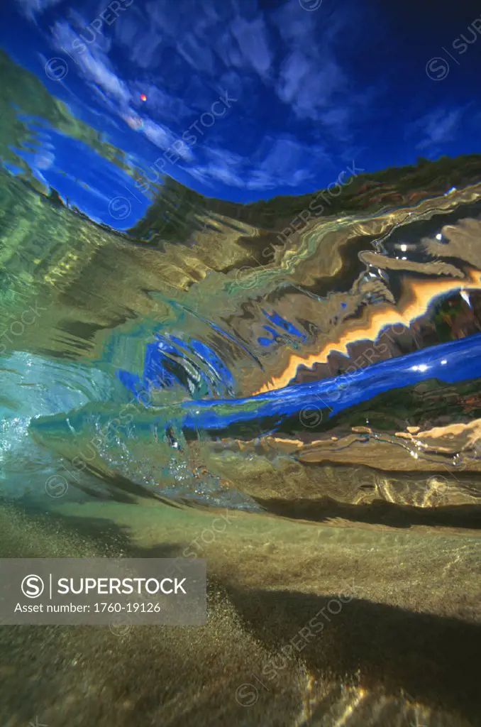 Hawaii, Abstract underwater view of breaking wave
