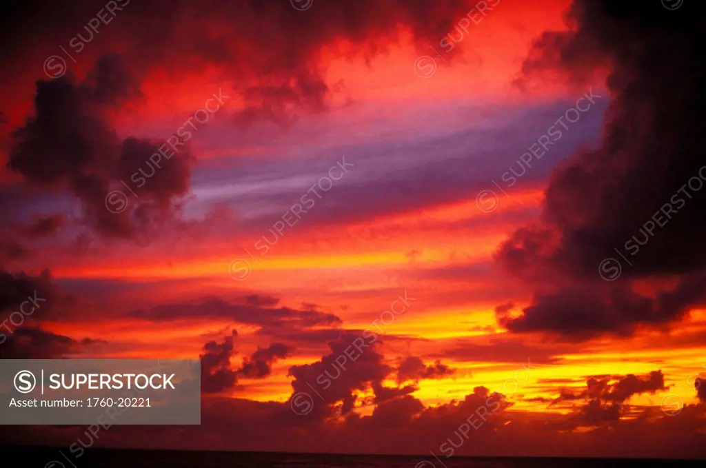 Layers of beautiful colors at sunset, pink, purple, yellow, orange