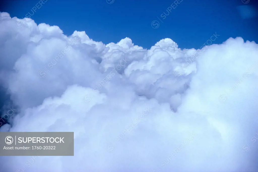 Cumulo-nimbus clouds, top view from airplane