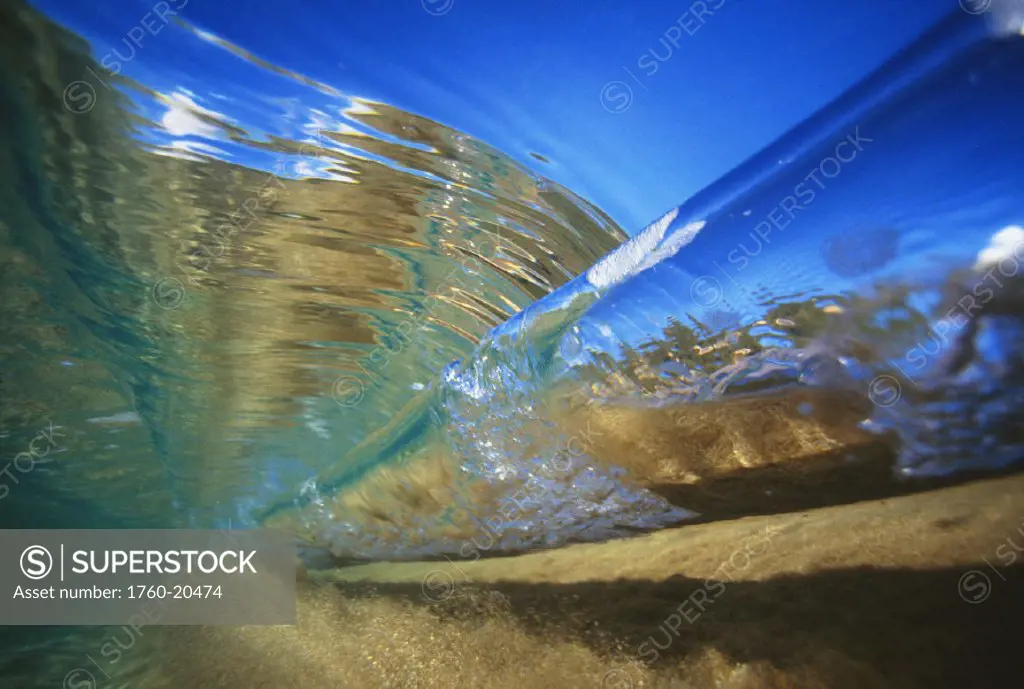 Abstract underwater view of waves and surf.