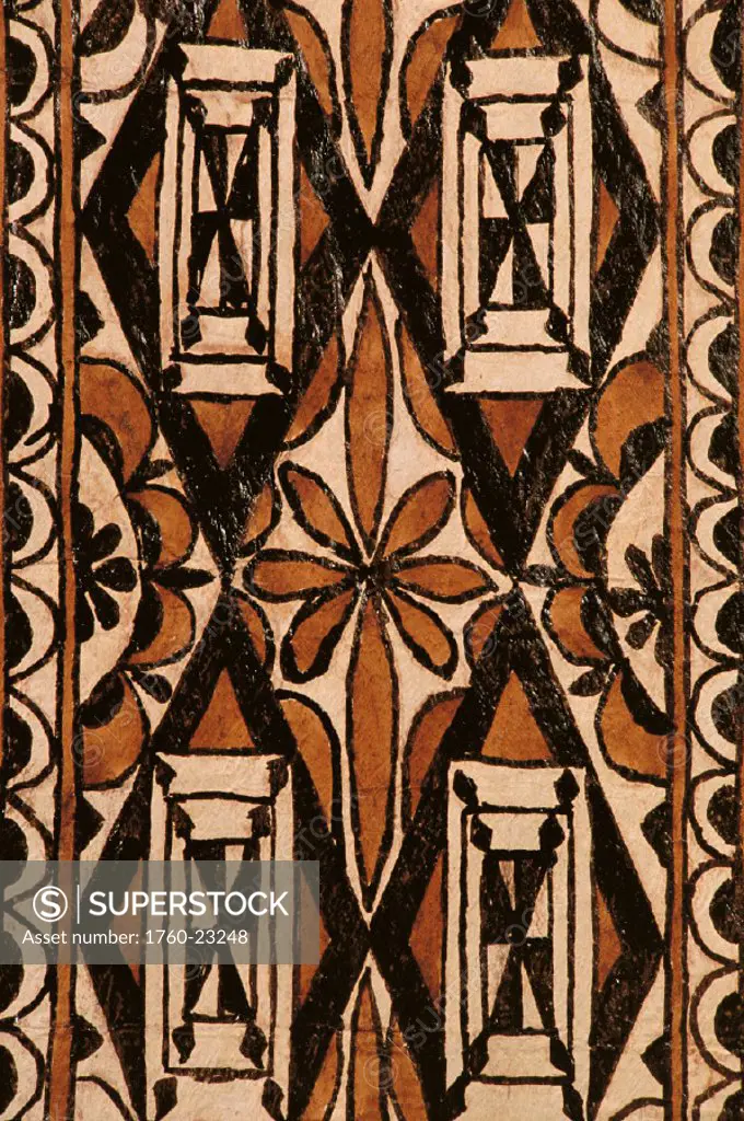 Closeup detail tapa design pattern using different colors of brown & black