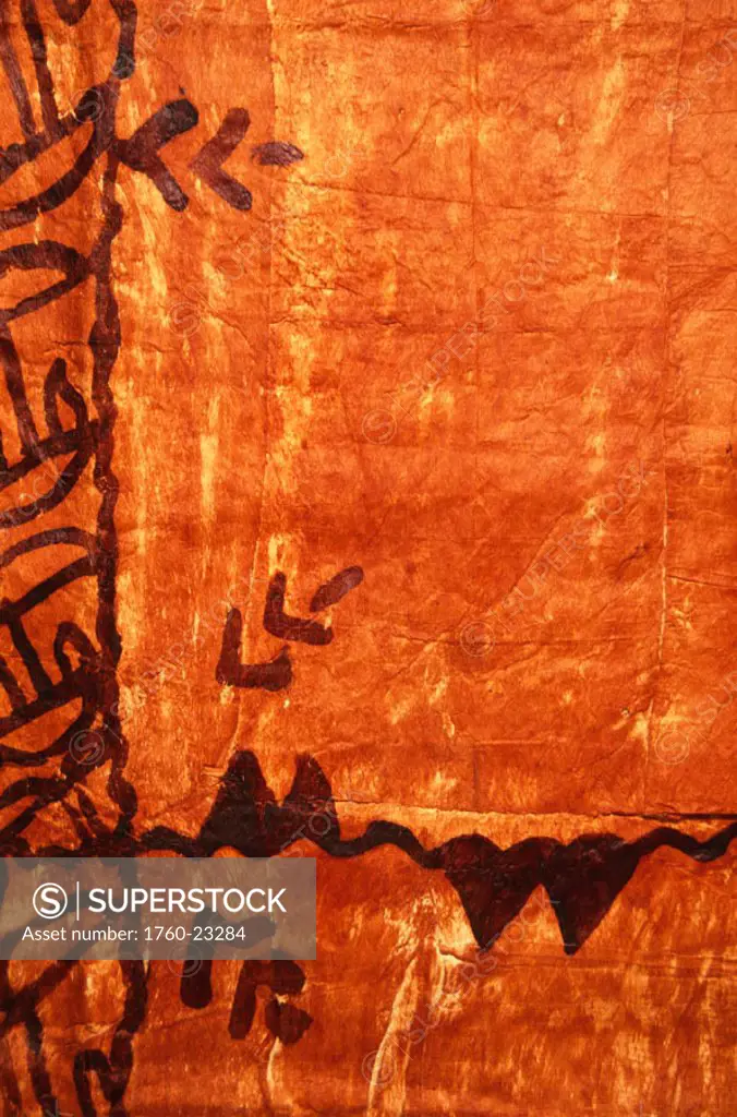 Traditional Polynesian tapa, hand printed paper bark cloth.