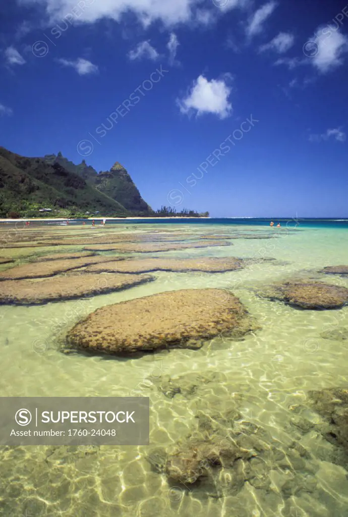 Hawaii, Kauai, Ha´ena Beach, closeup of reef and tide pools.