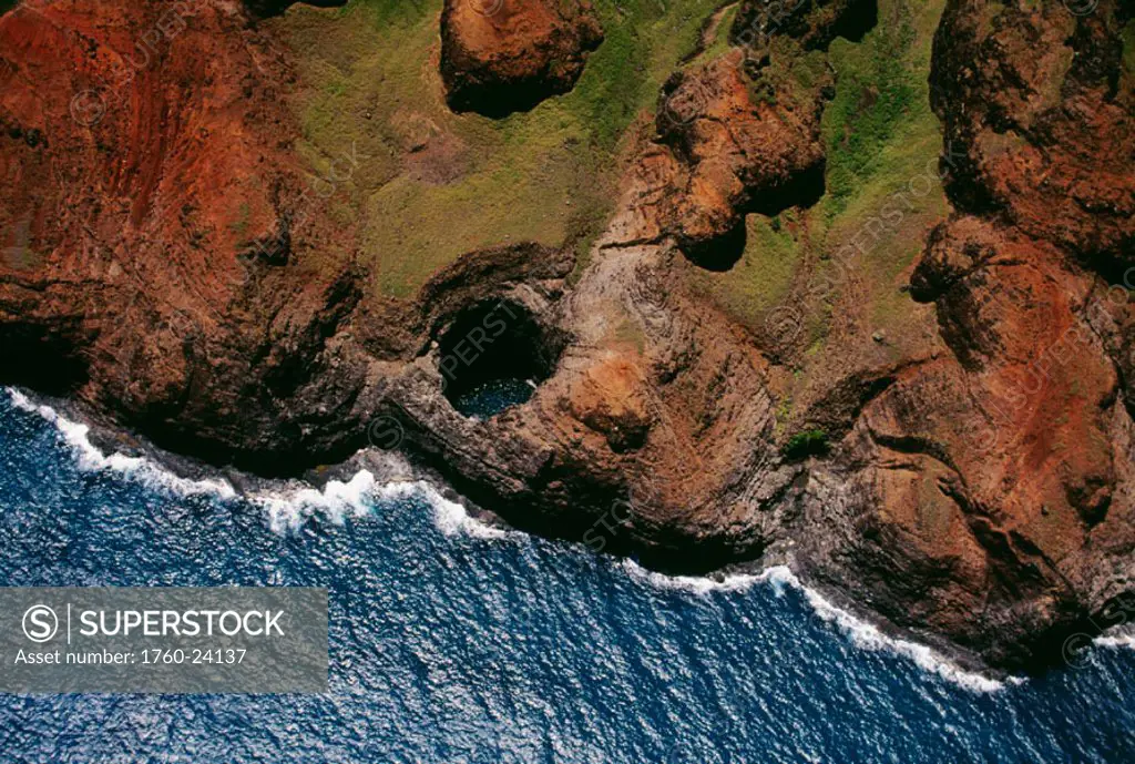 Hawaii, Kauai, NaPali Coast aerial along rugged cliffs