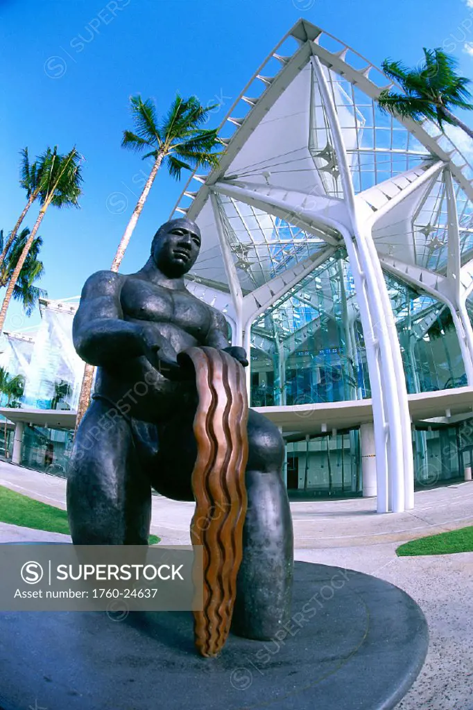 HI, Oahu, closeup detail of gift of water statue at   Hawaii Convention Center