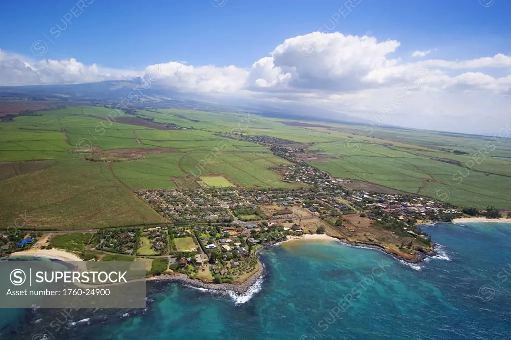 Hawaii, Maui, aerial of Kuau along the northern coast.