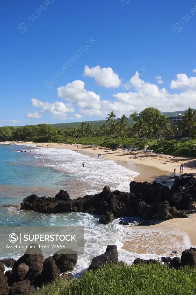 Hawaii, Maui, Makena, Malu´aka Beach, Maui Prince Resort behind.