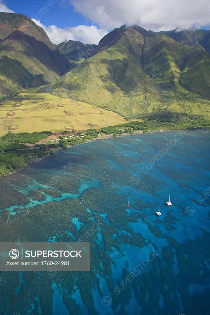 Hawaii, Maui, Aerial view of Olowalu area