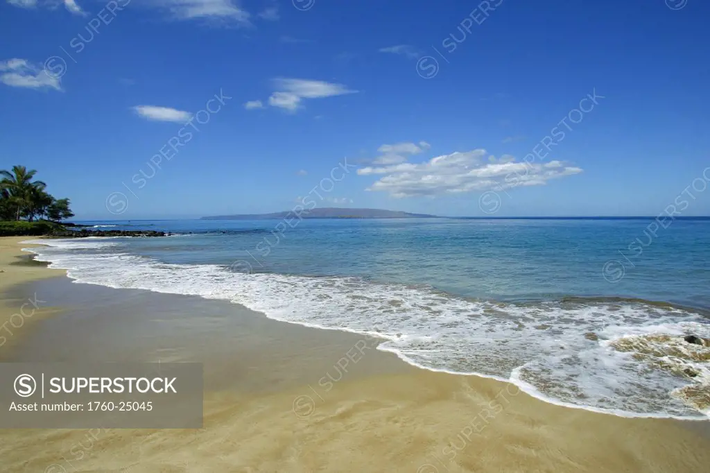 Hawaii, Maui, Wailea, Beautiful Polo Beach, Kahoolawe in distance.