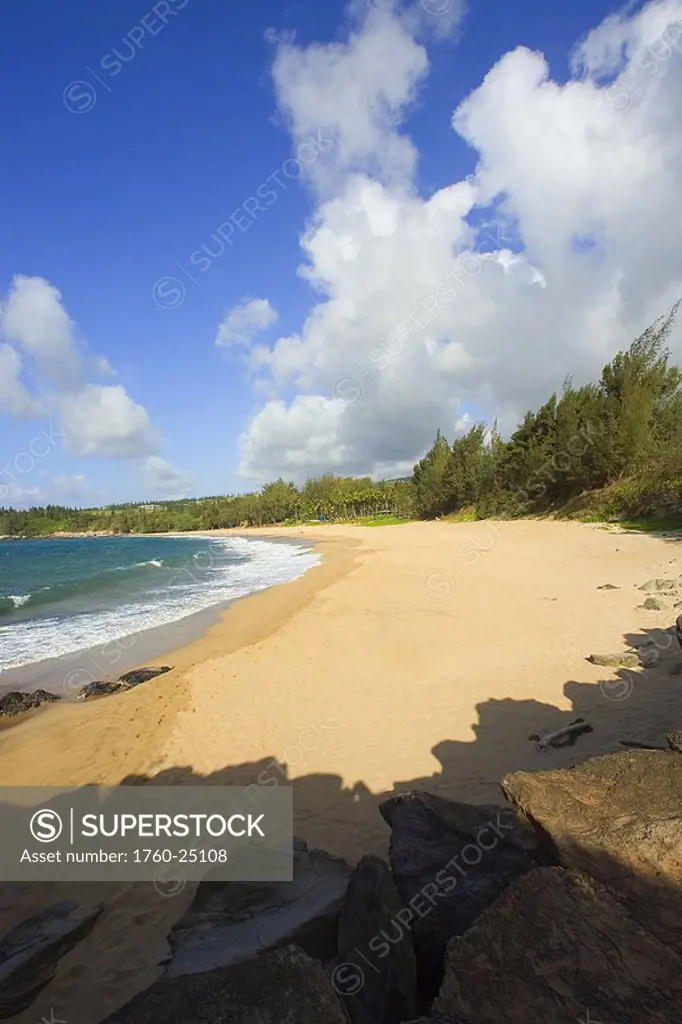 Hawaii, Maui, Kapalua, Fleming Beach, empty white sand beach