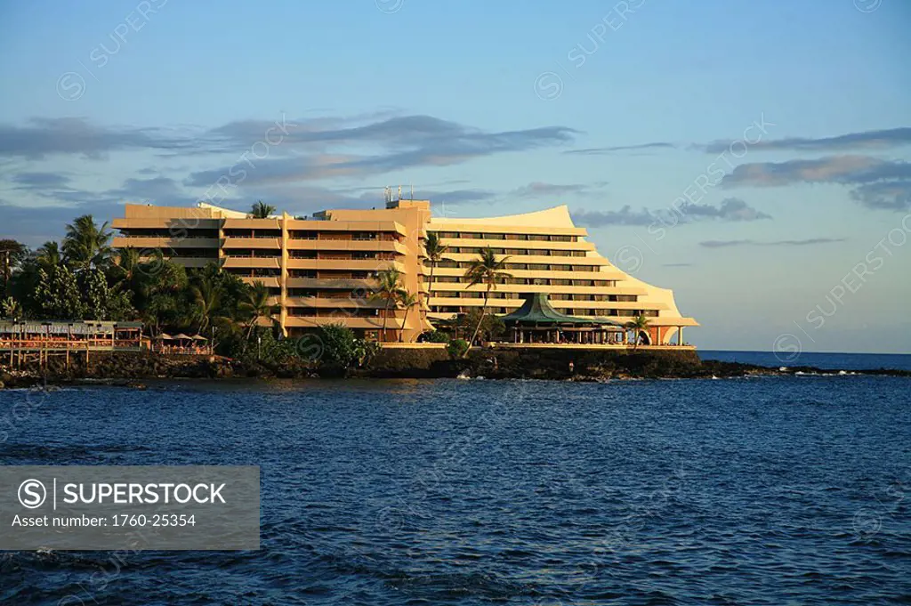 Hawaii, Big Island, Kona, Royal Kona Resort, view from ocean