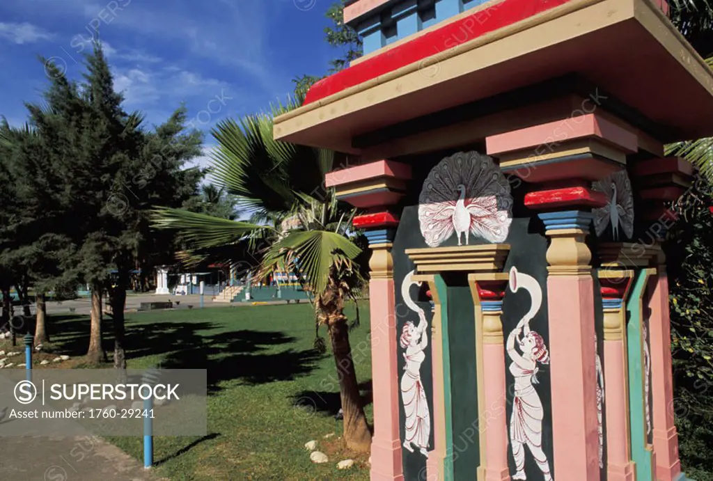 Fiji, Nadi Bay, Sri Siva Subramaniya Swami Temple, colorful architecture at west entrance.