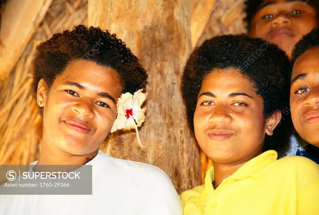 Fiji, closeup of smiling young Fijian women