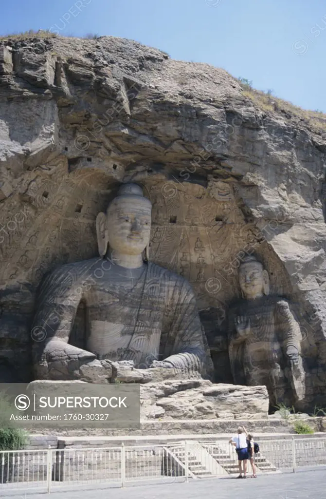 China, Yungang Caves, Giant statue carved in hillside