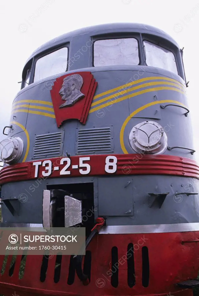 Mongolia, Retired train museum, Trans-Siberian Railroad, Detail of old steam train.