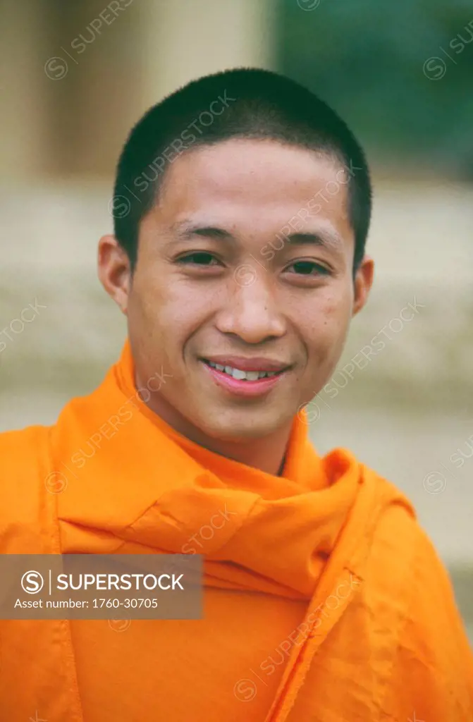 Laos, Luang Prabang, Closeup of a Buddhist Monk.
