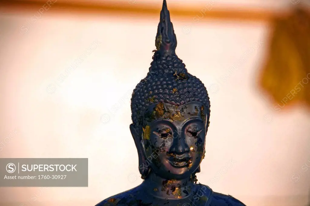 Thailand, Bankok, Wat Pho, Ancient Buddha face.