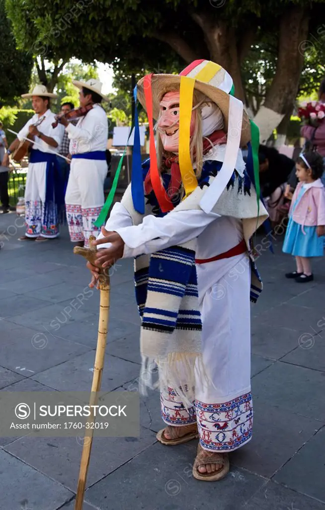 Mexico, Michoacan, Morelia, local dancer in traditional costume.