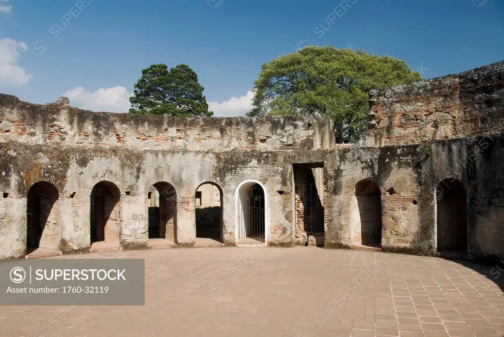 Guatemala, Antigua, The Ruined Convent Of Las Capuchinas, A Circular Pattern Of Small Sleeping Cells For Nuns.