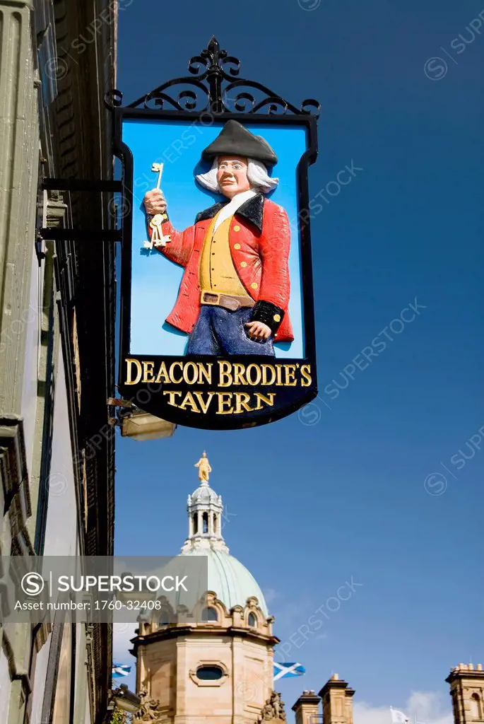 United Kingdom, Scotland, Edinburgh, Sign For Deacon Brodie's Tavern On The Royal Mile