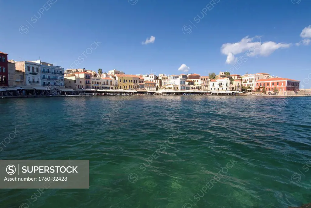 Greece, Crete, Hania, View Of Town From A 16Th Century Venetian Harbor.