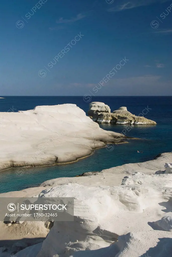 Greece, Cyclades, Island Of Milos, Volcanic Formations Make Up Sarakiniko Beach.