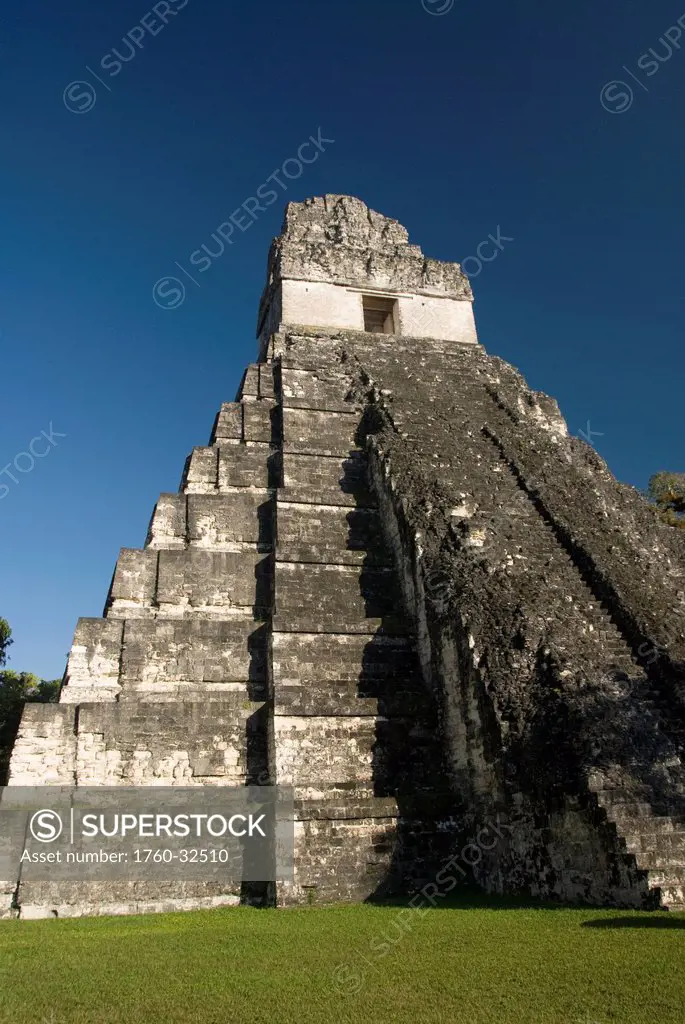 Guatemala, Peten, Tikal National Park, Jaguar Temple At The Great Plaza.