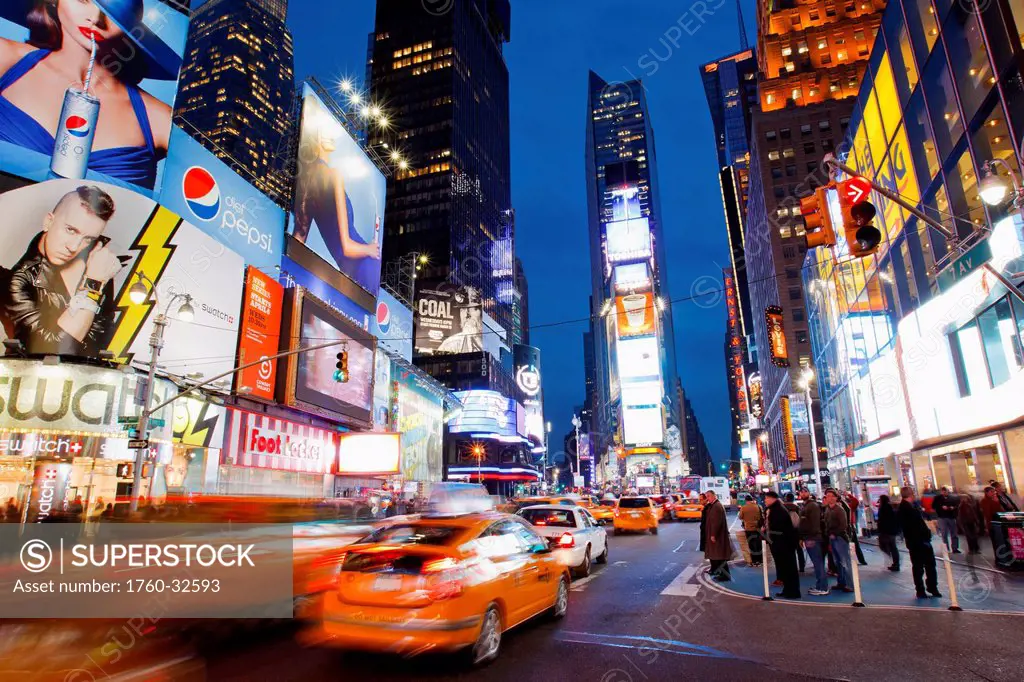 New York, Manhattan, Street View Of Times Square. Editorial Use Only.
