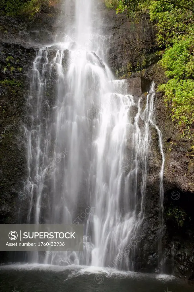 Hawaii, Maui, Hana, Close Up Of Wailua Falls.