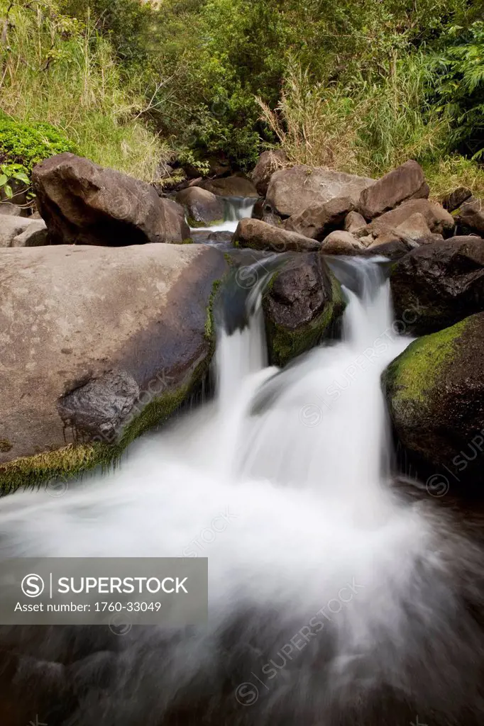 Hawaii, Maui, Iao River Valley Waterfall.