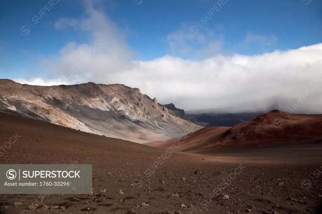 Hawaii, Maui, Haleakala Crater, Scenic View Of The Crater's Floor.