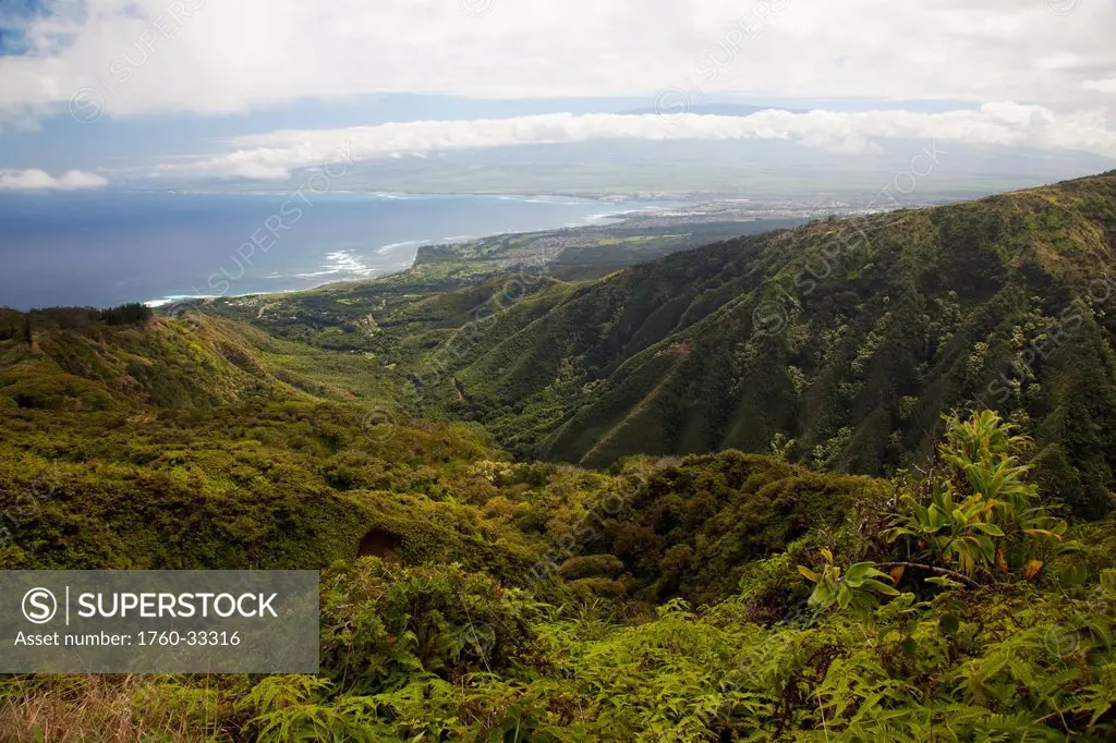 Hawaii, Maui, Waihee, A View Of The Shore From The High Waihee Ridge.