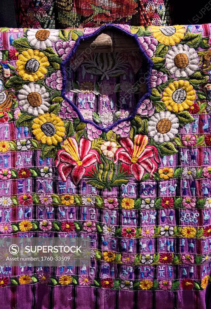 Guatemala, Lake Atitlan, Panajachel, handmade traditional huipiles (blouses) for sale in the market