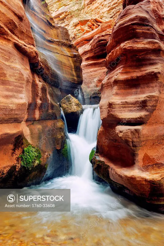 Arizona, Grand Canyon National Park, Waterfall at Upper Deer Creek.