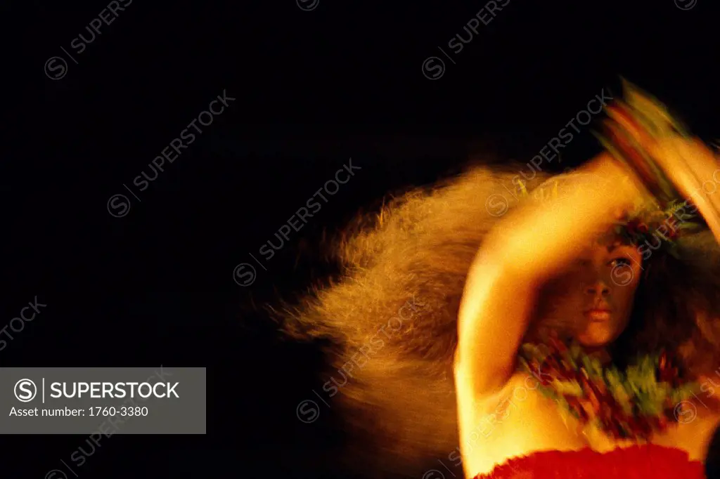 Pele (fire goddess) portrayed by woman, blur action B1392