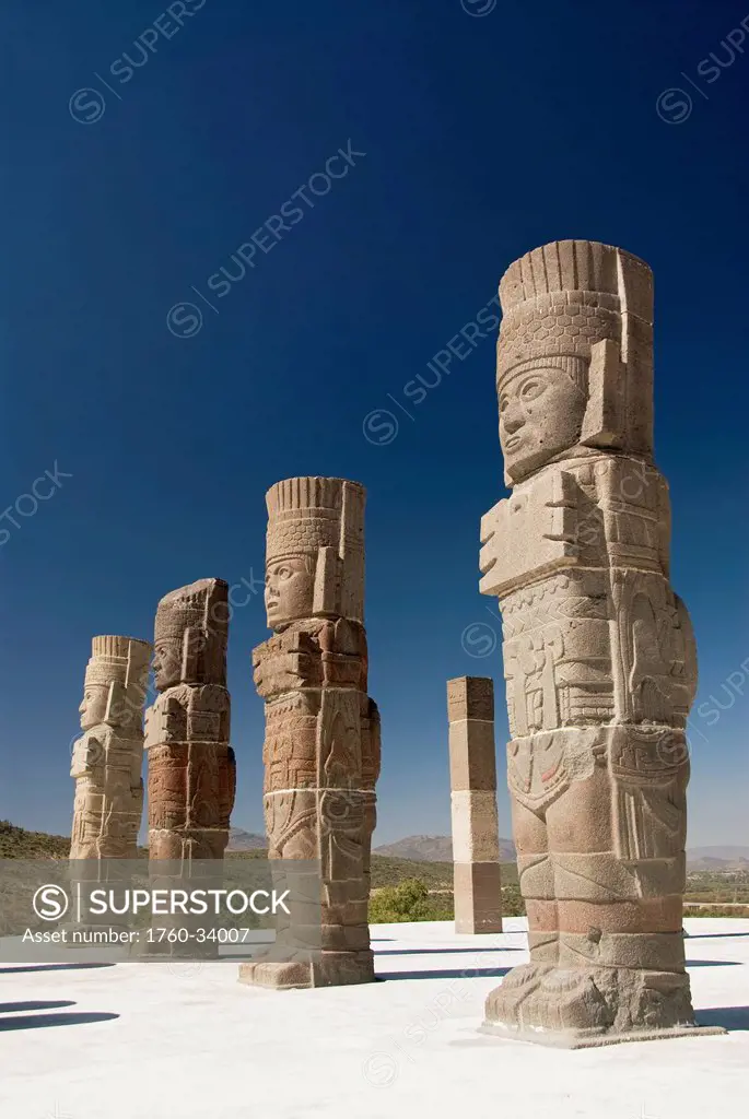 Statues in the archaeological zone of Tula; Tula de Allende, Hidalgo, Mexico