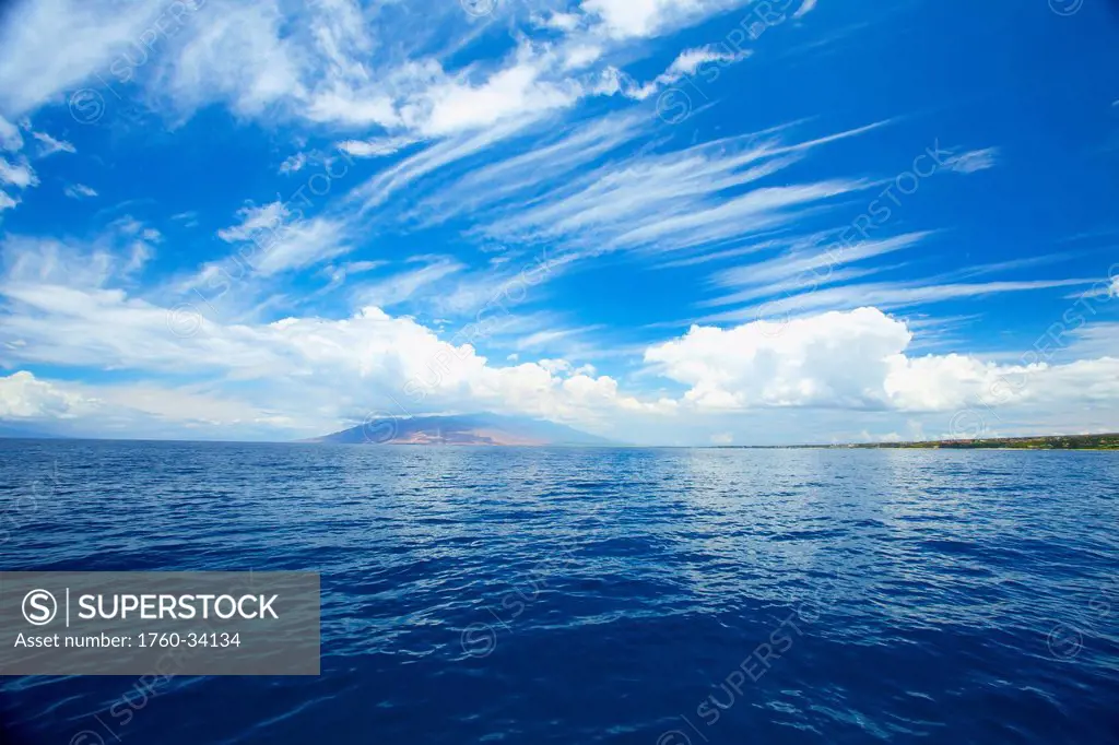 View of the coastline of an hawaiian island; Hawaii, United States of America