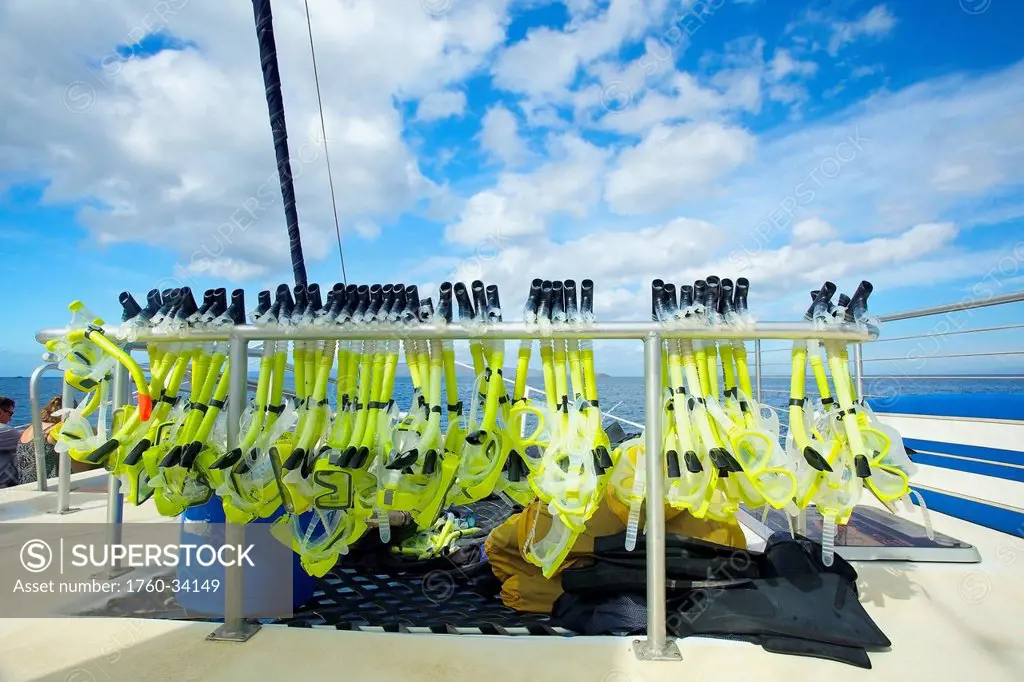 Snorkelling gear on a boat; Hawaii, United States of America