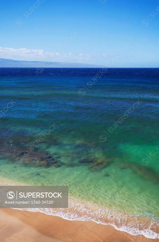 A view of the clear ocean and coral; Kaanapali, Maui, Hawaii, United States of America