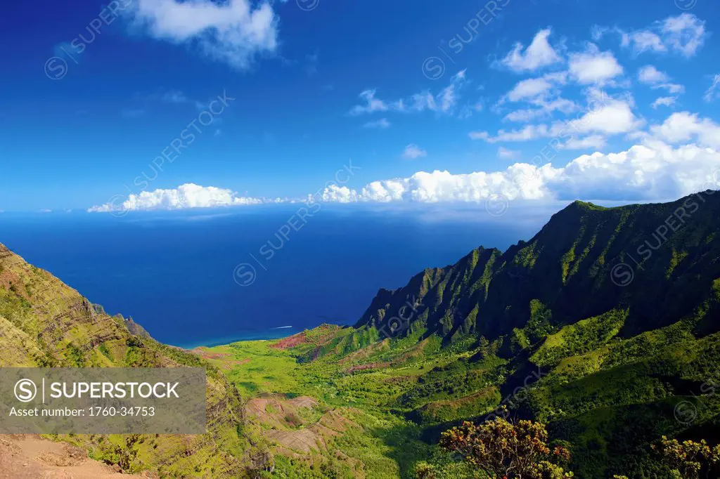 Kalalau Lookout and Kalalau Valley along the Na Pali Coast; Kauai, Hawaii, United States of America