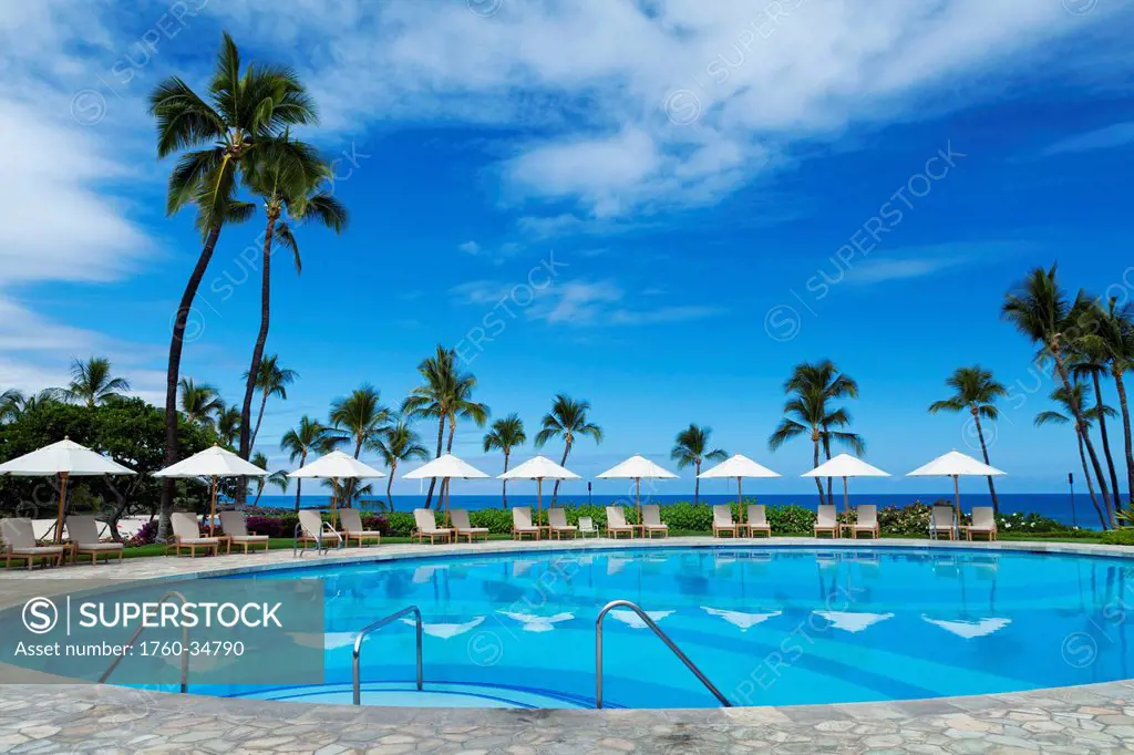 Swimming pool at a resort on the South Kohala Coast; Big Island, Hawaii, United States of America