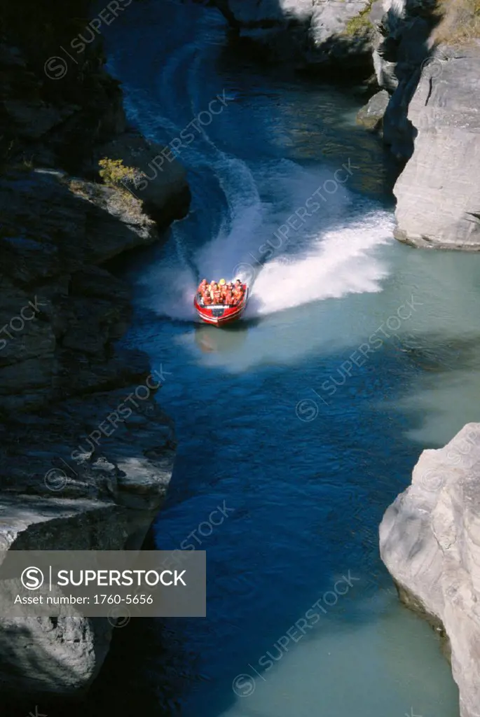 New Zealand, Queenstown, Jetboating on the Shotover River                 A55H