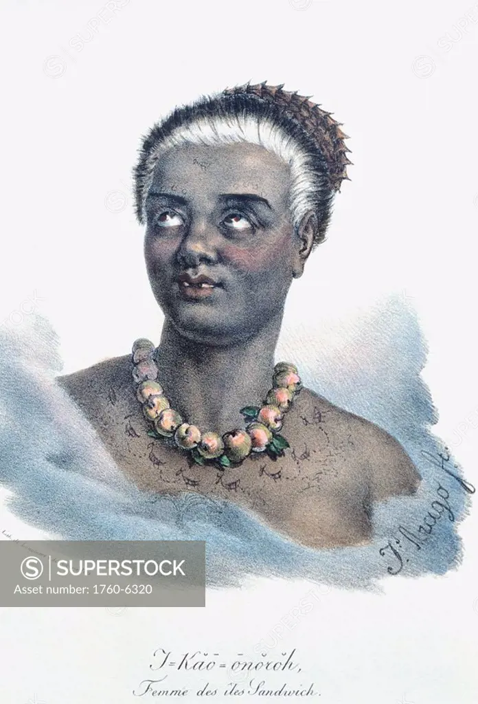 c 1819, I Kao Onoroh, a Female of the Sandwich Islands, Jacques Arago 