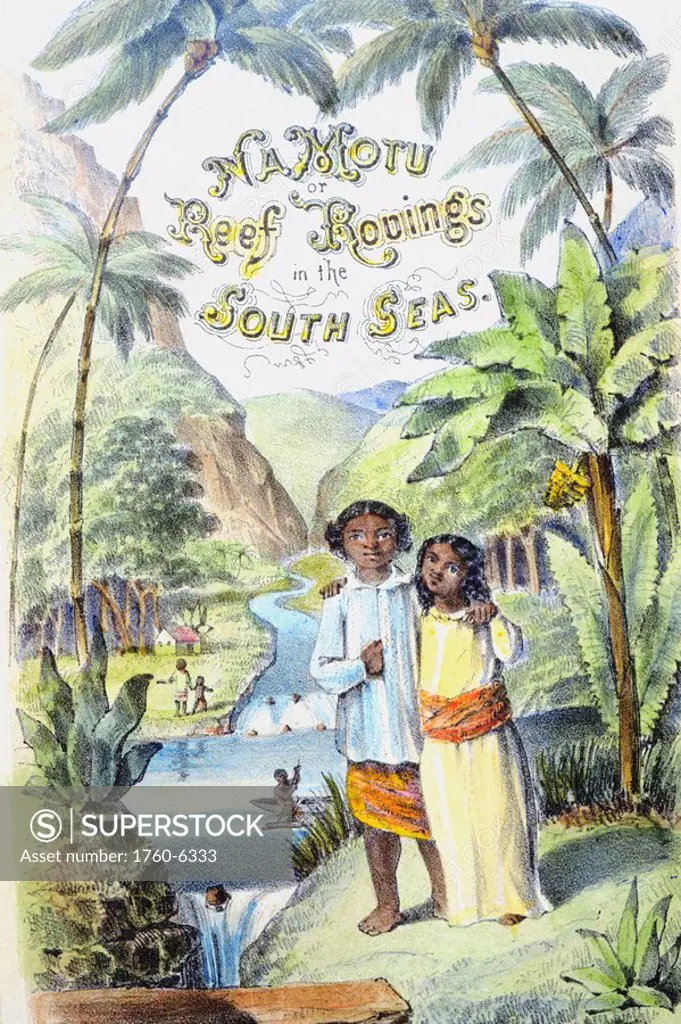 C 1855 Hawaiian children in natural setting, rovings in the South Seas 