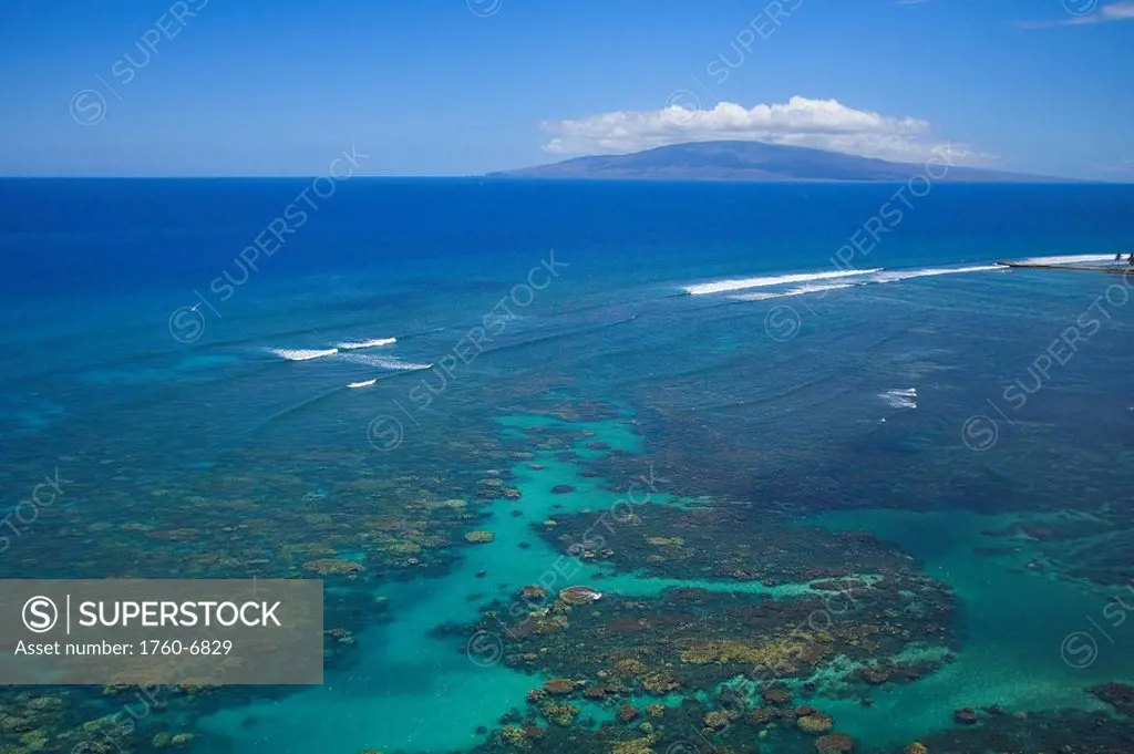Hawaii, Maui, Reef off Olowalu, Lanai in distance 