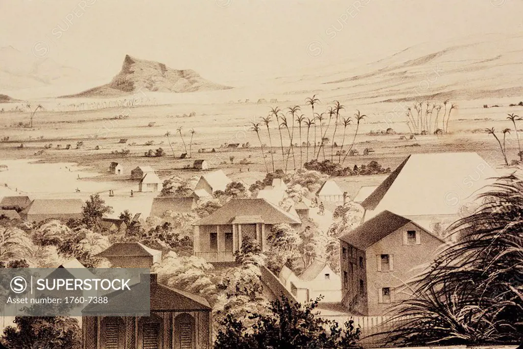 c 1853 Art/Illustration, Hawaii, Oahu, Honolulu, View of Nuuanu