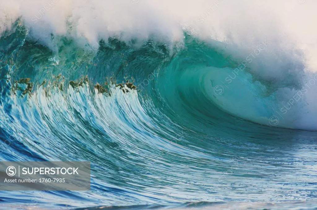 Hawaii, Oahu, North Shore, Beautiful wave breaking.